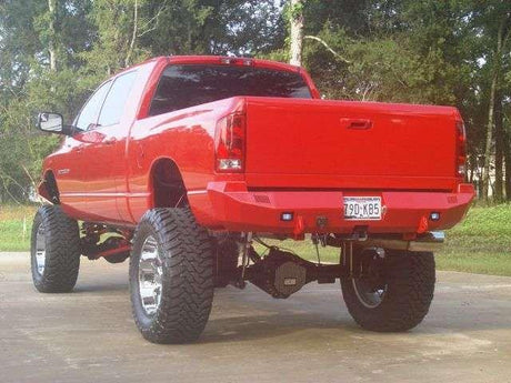 Road Armor 44100B 2003-2009 Dodge Ram 2500/3500/4500/5500 Winch Rear Bumper with Base Guard and Rectangle Light Holes - Satin Black-BumperStock