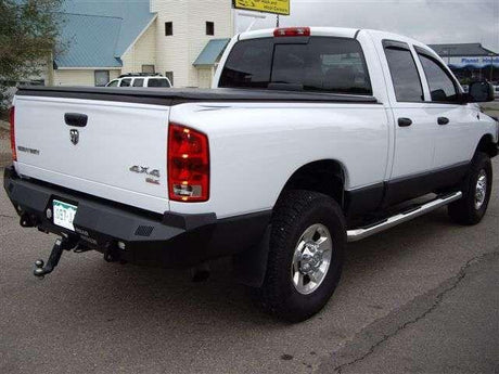 Road Armor 44100B 2003-2009 Dodge Ram 2500/3500/4500/5500 Winch Rear Bumper with Base Guard and Rectangle Light Holes - Satin Black-BumperStock