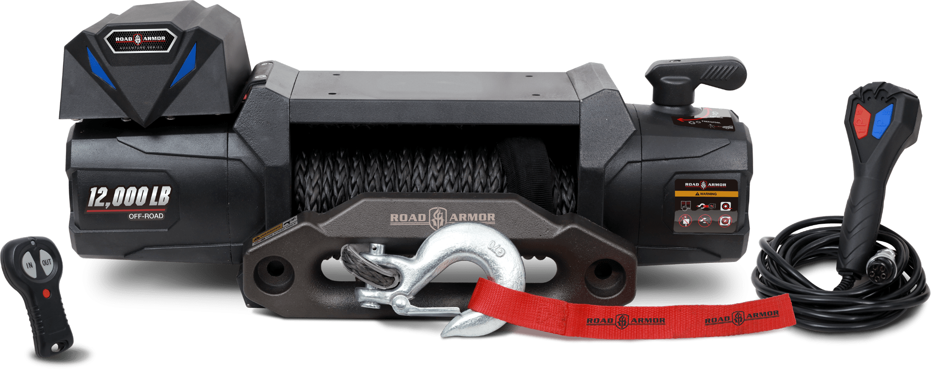 Road Armor RA10801075 12k NON-INTEGRATED 12V DC ELECTRIC WINCH WITH SYNTHETIC ROPE