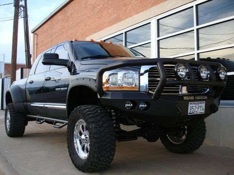 Road Armor Stealth 44062B 2006-2009 Dodge Ram 2500/3500/4500/5500 Winch Front Bumper with Titan II Guard and Round Light Cutouts - BumperStock