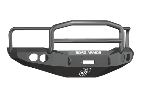 Road Armor Stealth 44065B 2006-2009 Dodge Ram 2500/3500/4500/5500 Winch Front Bumper with Lonestar Guard and Round Light Cutouts - BumperStock