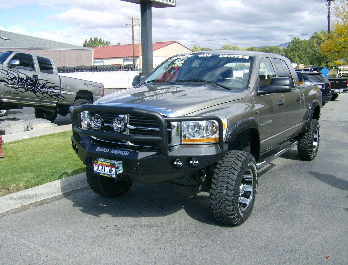 Road Armor Stealth 44065B 2006-2009 Dodge Ram 2500/3500/4500/5500 Winch Front Bumper with Lonestar Guard and Round Light Cutouts - BumperStock