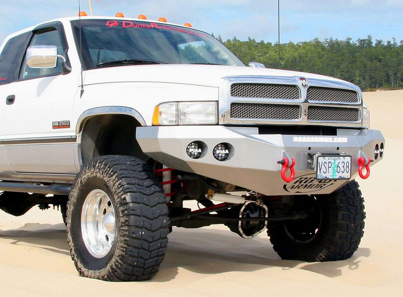 Road Armor Stealth 47000B 1994-1996 Dodge Ram 1500/2500/3500 Winch Front Bumper with Round Light Cutouts - BumperStock