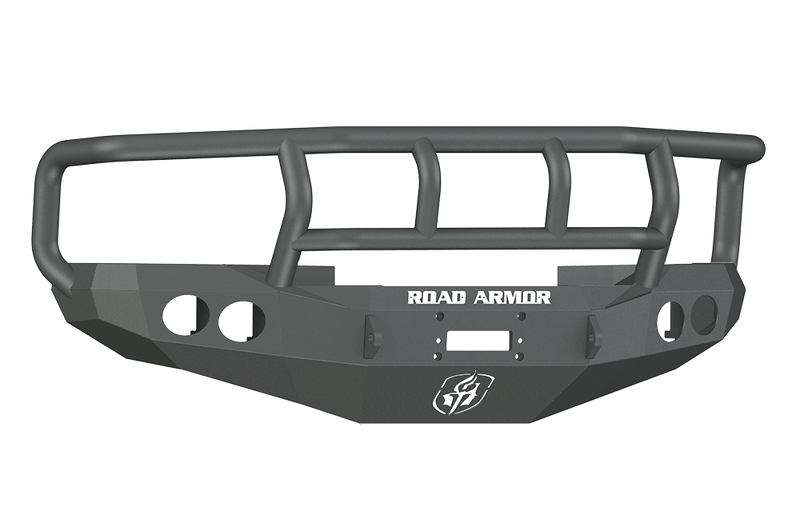 Road Armor Stealth 47002B 1994-1996 Dodge Ram 1500/2500/3500 Winch Front Bumper with Titan II Guard and Round Light Cutouts - BumperStock