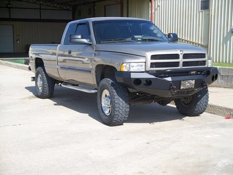 Road Armor Stealth 47004B 1994-1996 Dodge Ram 1500/2500/3500 Winch Front Bumper with Pre-Runner Guard and Round Light Cutouts - BumperStock
