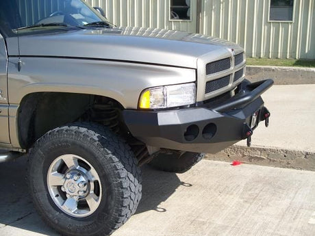 Road Armor Stealth 47004B 1994-1996 Dodge Ram 1500/2500/3500 Winch Front Bumper with Pre-Runner Guard and Round Light Cutouts - BumperStock