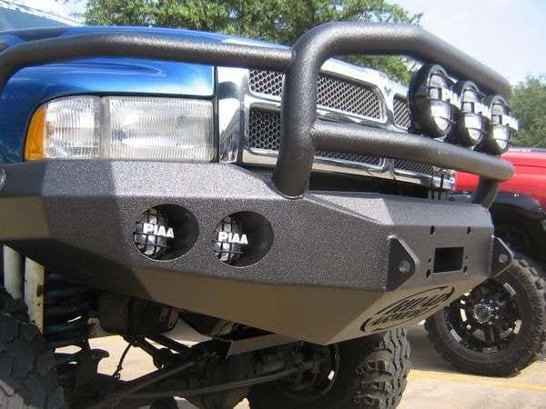 Road Armor Stealth 47005B 1994-1996 Dodge Ram 1500/2500/3500 Winch Front Bumper with Lonestar Guard and Round Light Cutouts - BumperStock