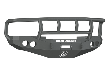 Road Armor Stealth 47012B 1997-2001 Dodge Ram 1500 Winch Front Bumper with Titan II Guard and Round Light Cutouts - BumperStock