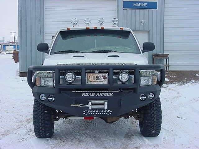 Road Armor Stealth 47012B 1997-2001 Dodge Ram 1500 Winch Front Bumper with Titan II Guard and Round Light Cutouts - BumperStock
