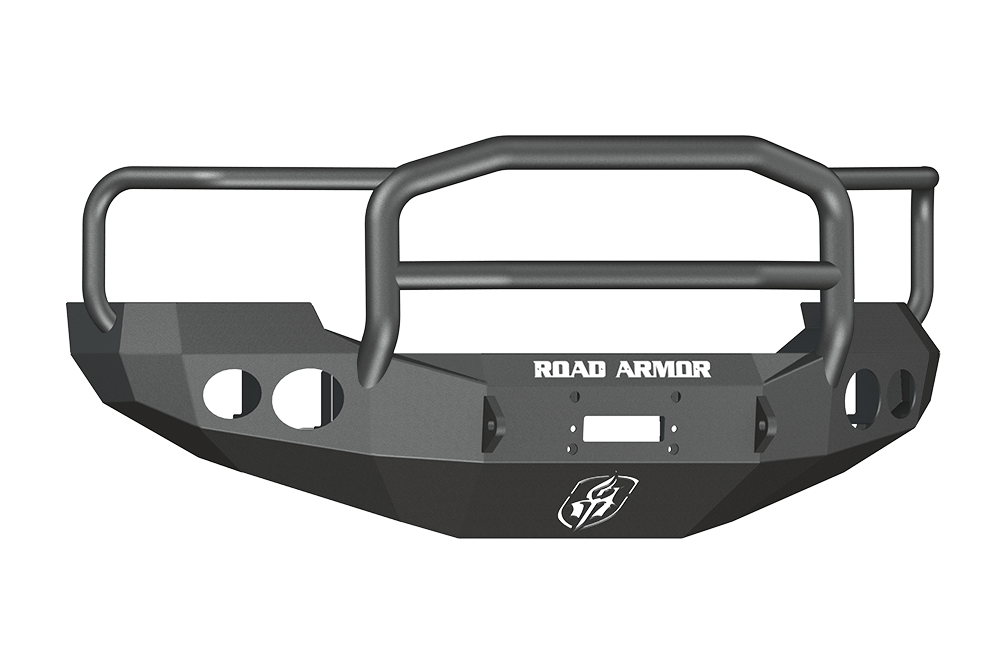 Road Armor Stealth 60505B 2005-2007 Ford F250/F350/F450/Excursion Winch Front Bumper with Lonestar Guard and Round Light Cutouts - BumperStock