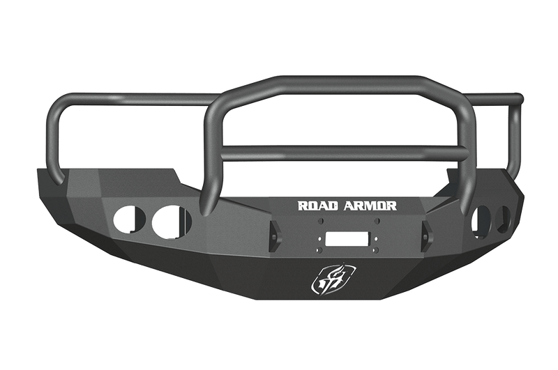 Road Armor Stealth 60505B 2005-2007 Ford F250/F350/F450/Excursion Winch Front Bumper with Lonestar Guard and Round Light Cutouts - BumperStock