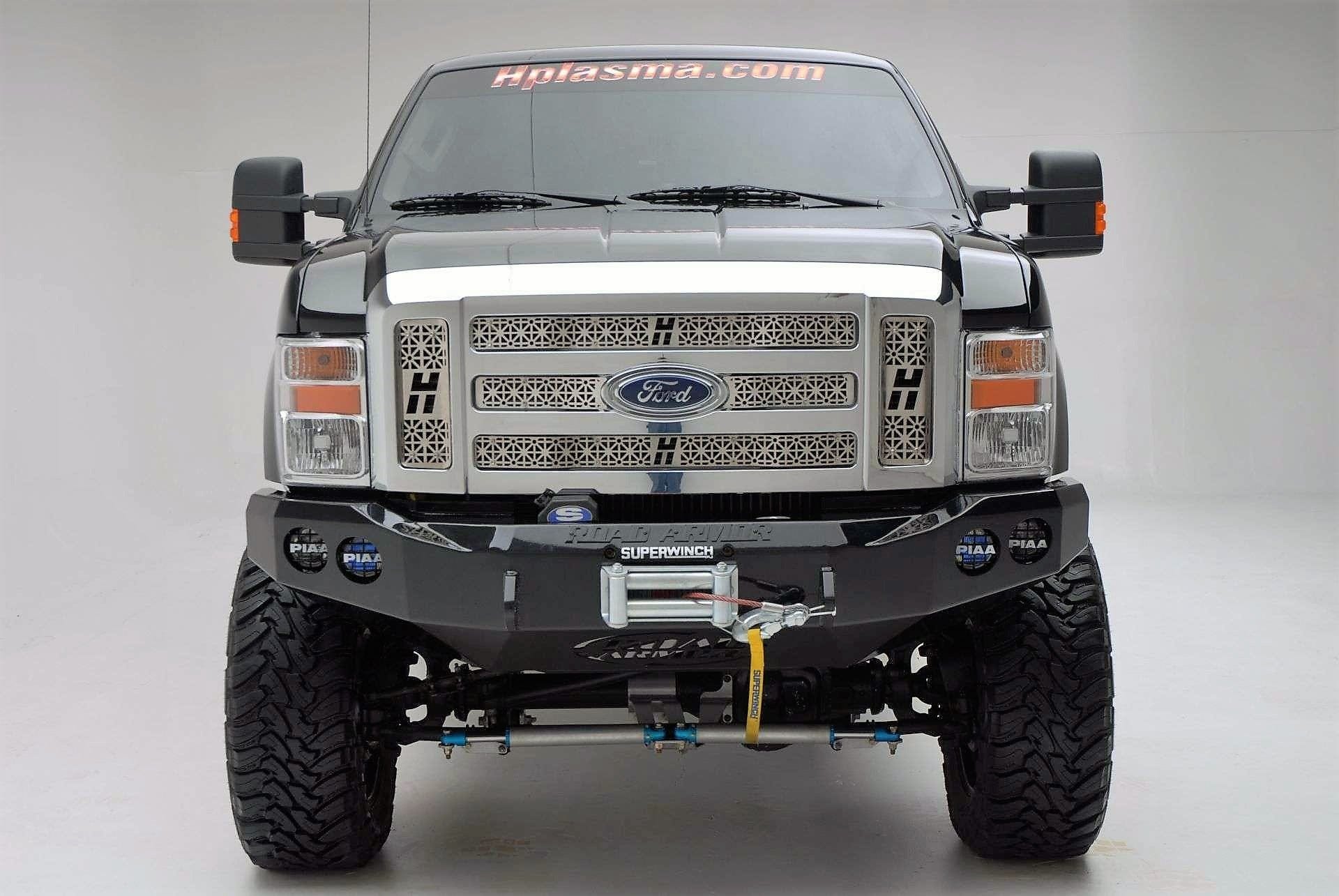 Road Armor Stealth 60800B 2008-2010 Ford F250/F350/F450 Winch Front Bumper with Round Light Cutouts - BumperStock