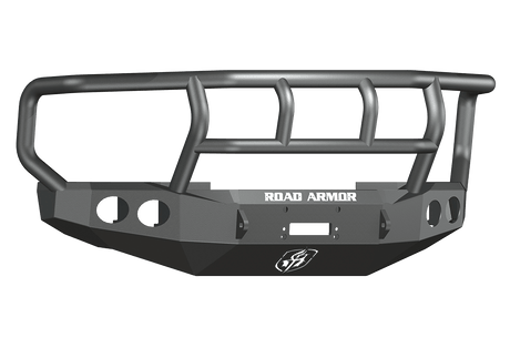 Road Armor Stealth 60802B 2008-2010 Ford F250/F350/F450 Winch Front Bumper with Titan II Guard and Round Light Cutouts - BumperStock