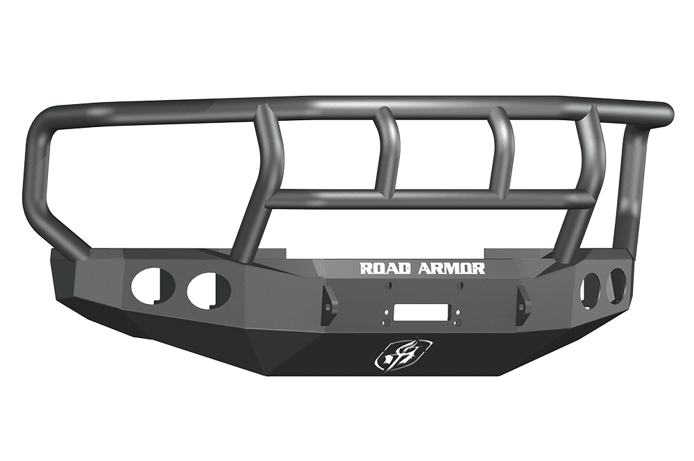 Road Armor Stealth 60802B 2008-2010 Ford F250/F350/F450 Winch Front Bumper with Titan II Guard and Round Light Cutouts - BumperStock