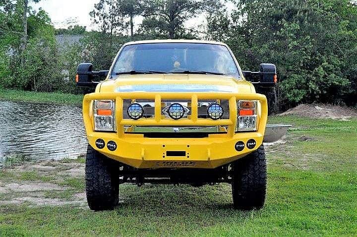 Road Armor Stealth 60802B 2008-2010 Ford F250/F350/F450 Winch Front Bumper with Titan II Guard and Round Light Cutouts - BumperStock