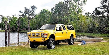Road Armor Stealth 60802B 2008-2010 Ford F250/F350/F450 Winch Front Bumper with Titan II Guard and Round Light Cutouts - BumperStock