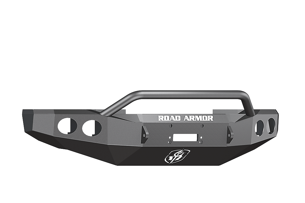 Road Armor Stealth 60804B 2008-2010 Ford F250/F350/F450 Winch Front Bumper with Pre-Runner Guard and Round Light Cutouts - BumperStock