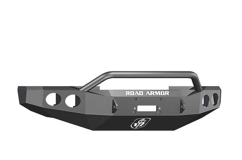 Road Armor Stealth 60804B 2008-2010 Ford F250/F350/F450 Winch Front Bumper with Pre-Runner Guard and Round Light Cutouts - BumperStock