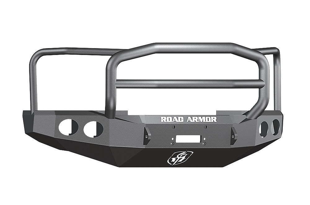 Road Armor Stealth 60805B 2008-2010 Ford F250/F350 Winch Front Bumper with Lonestar Guard and Round Light Cutouts - BumperStock