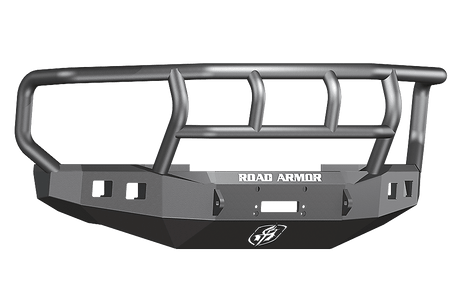 Road Armor Stealth 608R2B 2008-2010 Ford F250/F350/F450 Winch Front Bumper with Titan II Guard and Square Light Cutouts - BumperStock
