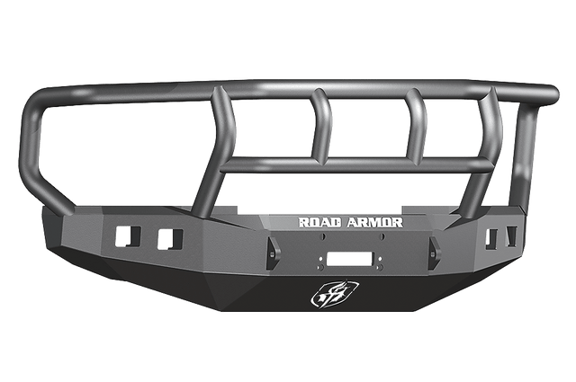 Road Armor Stealth 608R2B 2008-2010 Ford F250/F350/F450 Winch Front Bumper with Titan II Guard and Square Light Cutouts - BumperStock