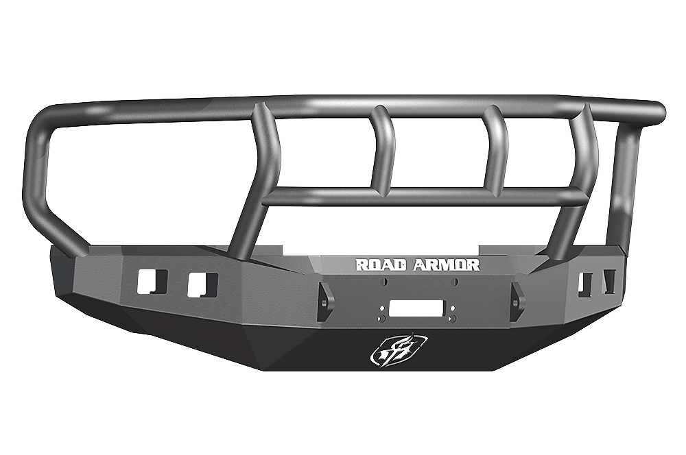 Road Armor Stealth 608R2B 2008-2010 Ford F250/F350/F450 Winch Front Bumper with Titan II Guard and Square Light Cutouts - BumperStock