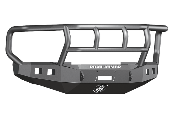 Road Armor Stealth 608R2B 2008-2010 Ford F250/F350/F450 Winch Front Bumper with Titan II Guard and Square Light Cutouts - BumperStock