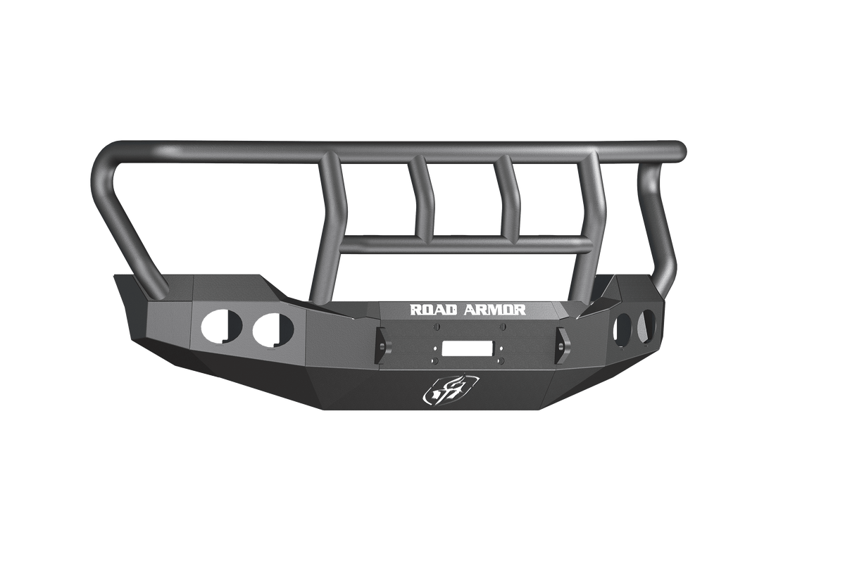 Road Armor Stealth 61102B 2011-2016 Ford F250/F350 Winch Front Bumper with Titan II Guard and Round Light Cutouts - BumperStock