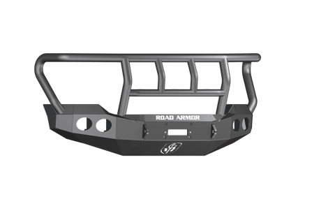 Road Armor Stealth 61102B 2011-2016 Ford F250/F350 Winch Front Bumper with Titan II Guard and Round Light Cutouts - BumperStock