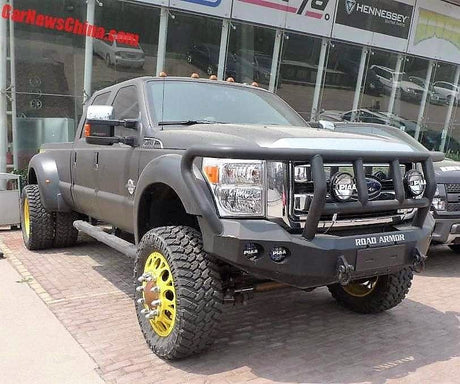 Road Armor Stealth 61102B 2011-2016 Ford F250/F350 Winch Front Bumper with Titan II Guard and Round Light Cutouts - BumperStock