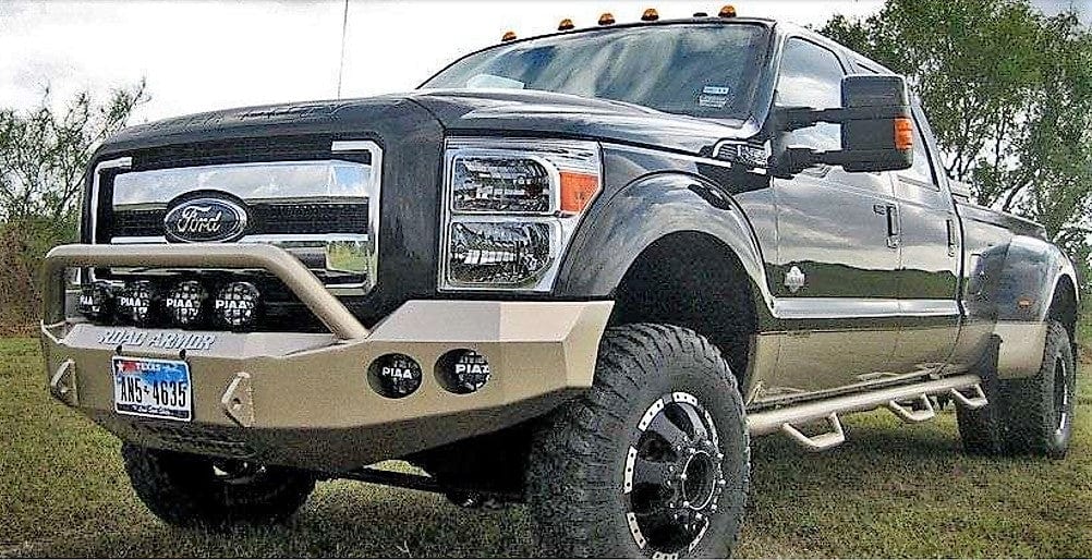 Road Armor Stealth 61104B 2011-2016 Ford F250/F350 Winch Front Bumper with Pre-Runner Guard and Round Light Cutouts - BumperStock