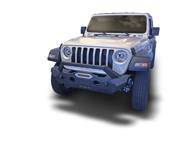 TrailFX JL08T 2018-2022 Jeep Wrangler JL Stubby Front Winch Bumper - BumperStock