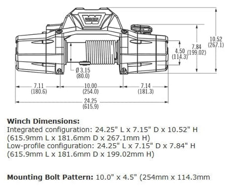 WARN 89611 ZEON 10-S Truck Winch 10K Synthetic - BumperStock