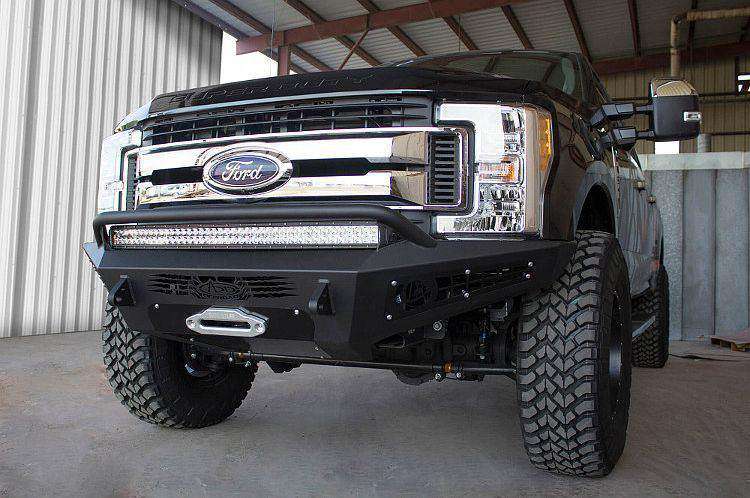 ADD F167382840103 2017-2019 Ford F250/F350 Super Duty HoneyBadger Winch Ready Front Bumper with Light Mounts - BumperStock
