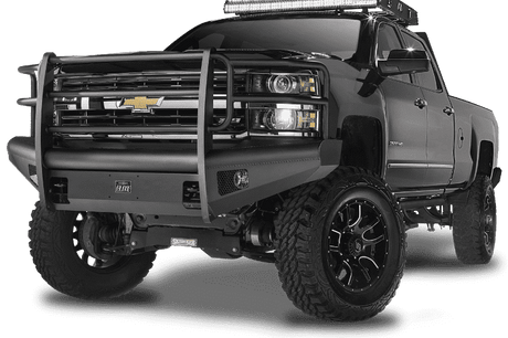 Fab Fours CH05-Q1360-1 2003-2007 Chevy Silverado 2500/3500 HD Black Steel Elite Front Bumper Full Guard-BumperStock
