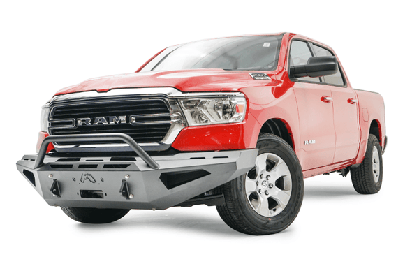 Fab Fours DR19-RS4262-1 Dodge Ram 1500 2019-2021 Red Steel Winch Front Bumper Pre-Runner Guard - BumperStock