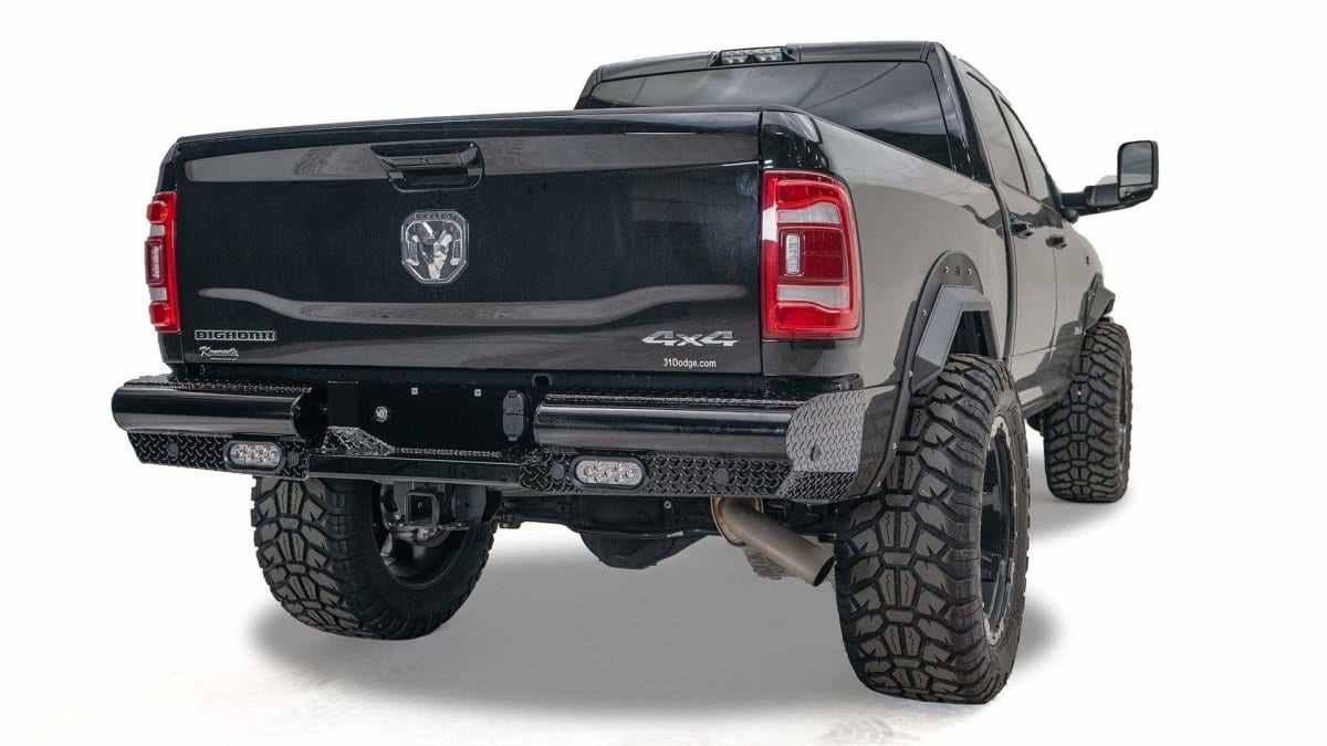 Fab Fours DR19-T4450-1 Dodge Ram 2500/3500 HD 2019-2022 Black Steel Rear  Bumper