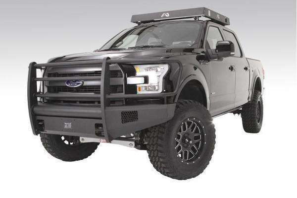 Fab Fours FF15-R3250-1 Ford F150 2015-2017 Black Steel Elite Front Bumper Full Guard-BumperStock