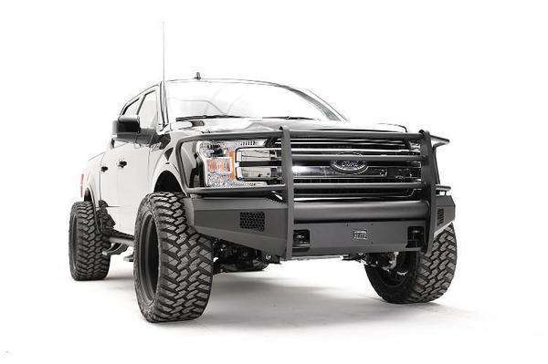 Fab Fours FF18-R4560-1 Ford F150 2018-2020 Black Steel Elite Front Bumper Full Guard-BumperStock