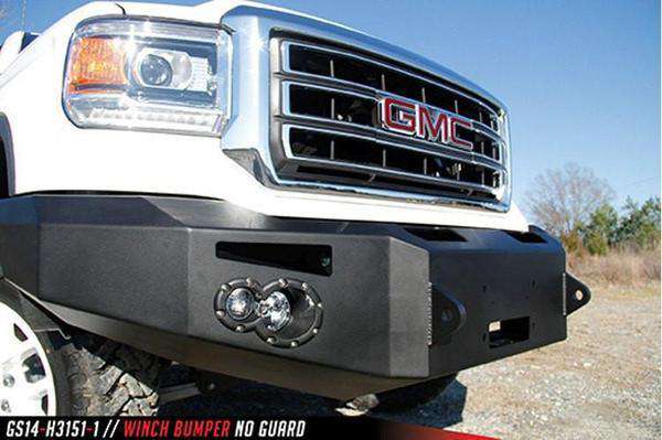 Fab Fours GS14-F3151-1 GMC Sierra 1500 2014-2015 Premium Front Bumper Sensor Winch Ready No Guard-BumperStock