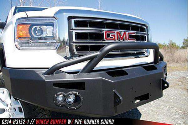 Fab Fours GS14-F3152-1 GMC Sierra 1500 2014-2015 Premium Front Bumper  Sensor Winch Ready Pre-Runner Guard