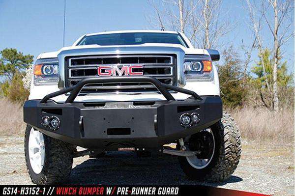 Fab Fours GS14-F3152-1 GMC Sierra 1500 2014-2015 Premium Front Bumper  Sensor Winch Ready Pre-Runner Guard