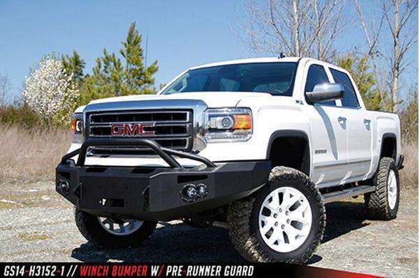 Fab Fours GS14-F3152-1 GMC Sierra 1500 2014-2015 Premium Front Bumper  Sensor Winch Ready Pre-Runner Guard