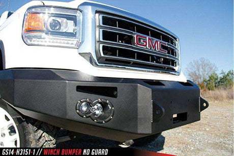 Fab Fours GS14-H3151-1 GMC Sierra 1500 2014-2015 Premium Front Bumper Winch Ready No Guard Non-Sensor-BumperStock