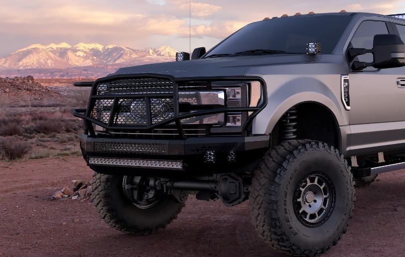 Ranch Hand MFF201BM1 2017-2021 Ford F250/F350 Midnight Front Bumper with Grille Guard-BumperStock