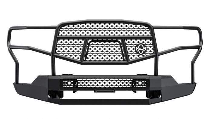 Ranch Hand Midnight MFG19HBM1 blacked-out front bumper with grille guard on GMC Sierra 1500 - BumperStock