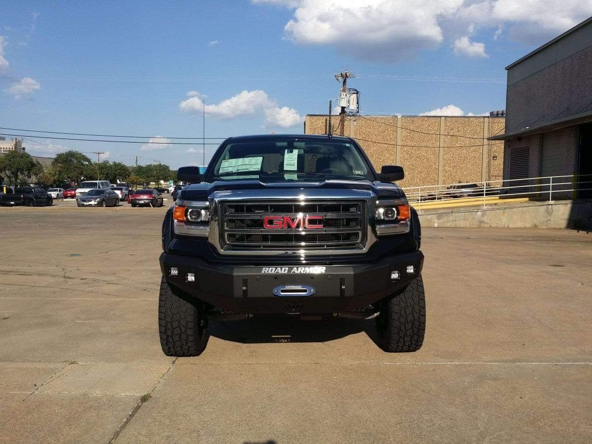 Road Armor Stealth 214r0b 2014 2015 Gmc Sierra 1500 Winch Front Bumper With Square Light Cutouts