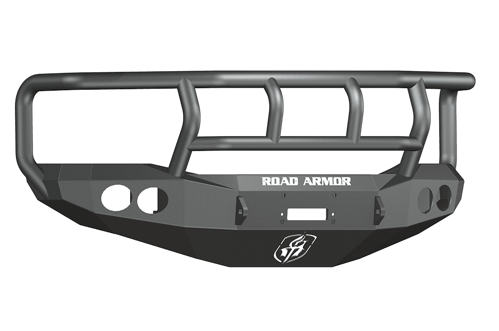 Road Armor 44062B 2006-2009 Dodge Ram 2500/3500/4500/5500 Winch Front Bumper with Titan II Guard and Round Light Holes - Satin Black-BumperStock