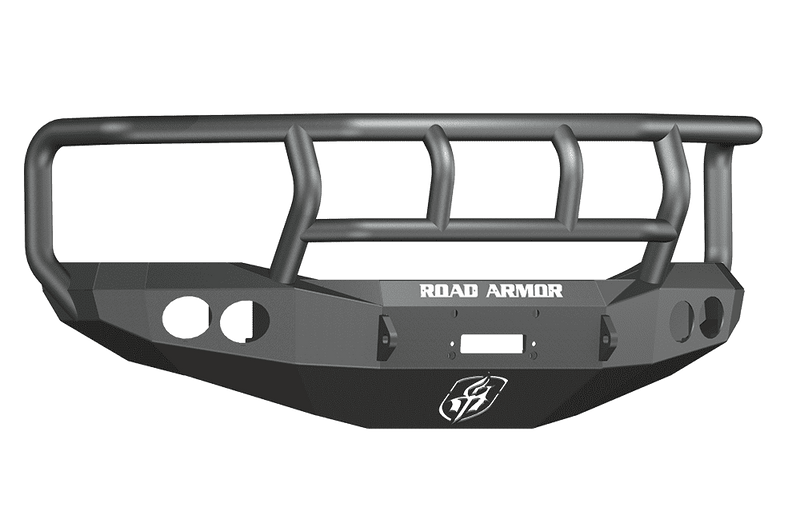 Road Armor 44062B 2006-2009 Dodge Ram 2500/3500/4500/5500 Winch Front Bumper with Titan II Guard and Round Light Holes - Satin Black-BumperStock