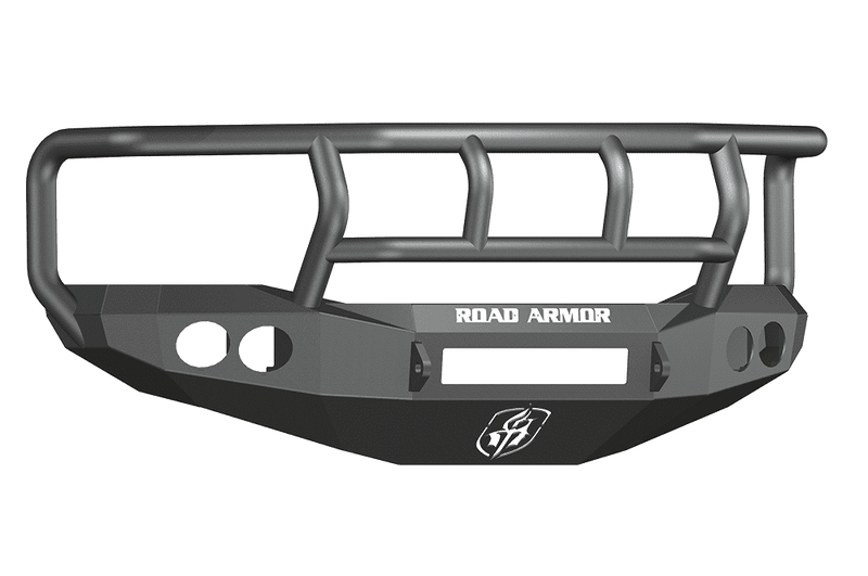 Road Armor 44062B-NW 2006-2009 Dodge Ram 2500/3500/4500/5500 Non-Winch Front Bumper with Titan II Guard and Round Light Holes - Satin Black-BumperStock